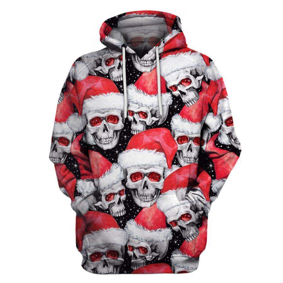 Multiple Skull Christmas Hoodie T-shirt Longsleeve US Unisex size
