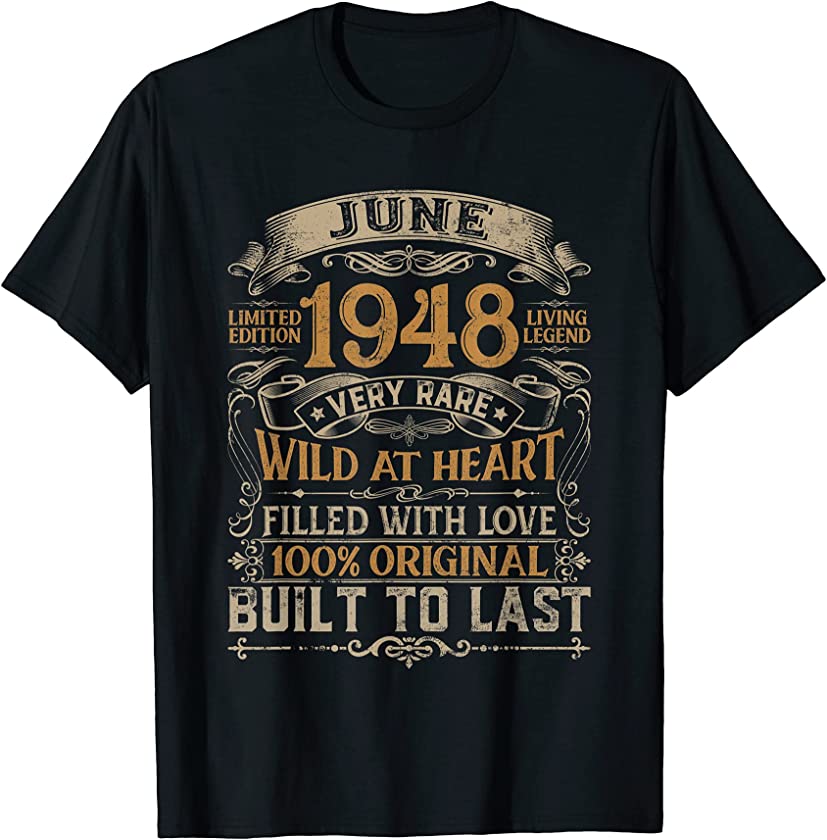 Vintage Retro Decorations June 1948 73rd Birthday Men Women T-Shirt