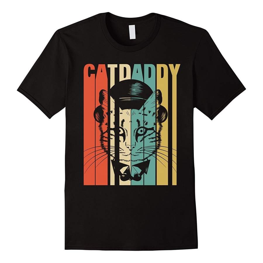 Cat Daddy Classic Vintage Retro Funny Tshirt Gift For Dad Men Cotton T-Shirt