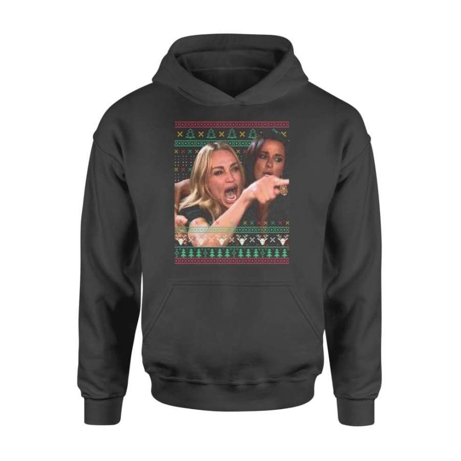 Woman Yelling At A Cat Ugly Christmas Sweater Funny Couple – Standard Hoodie