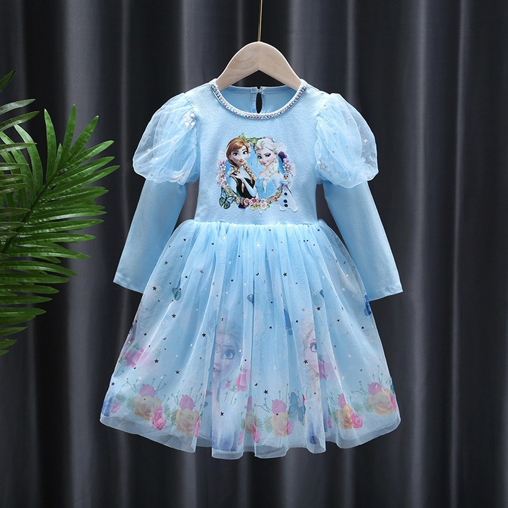 Autumn Kids Dresses Elsa And Snow White Lace Mesh Toddler Girls Princess Dress Carnival Cosplay Christmas Formal Ball Gown alx