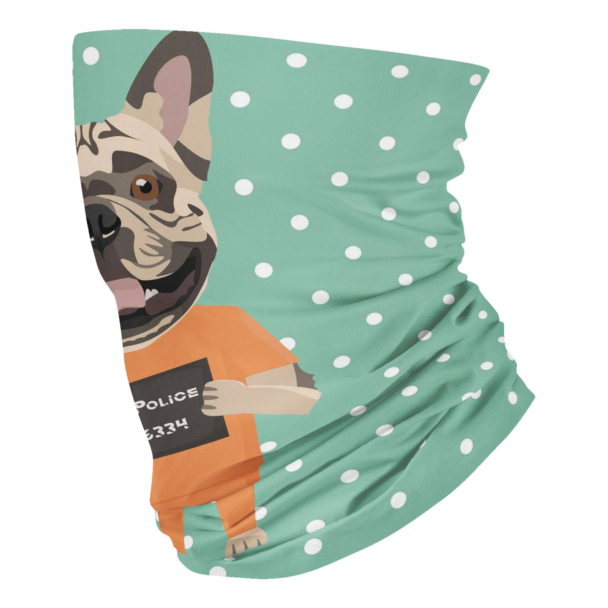 Mugshot prison clothes dog french bulldog 2 – Neck Gaiter