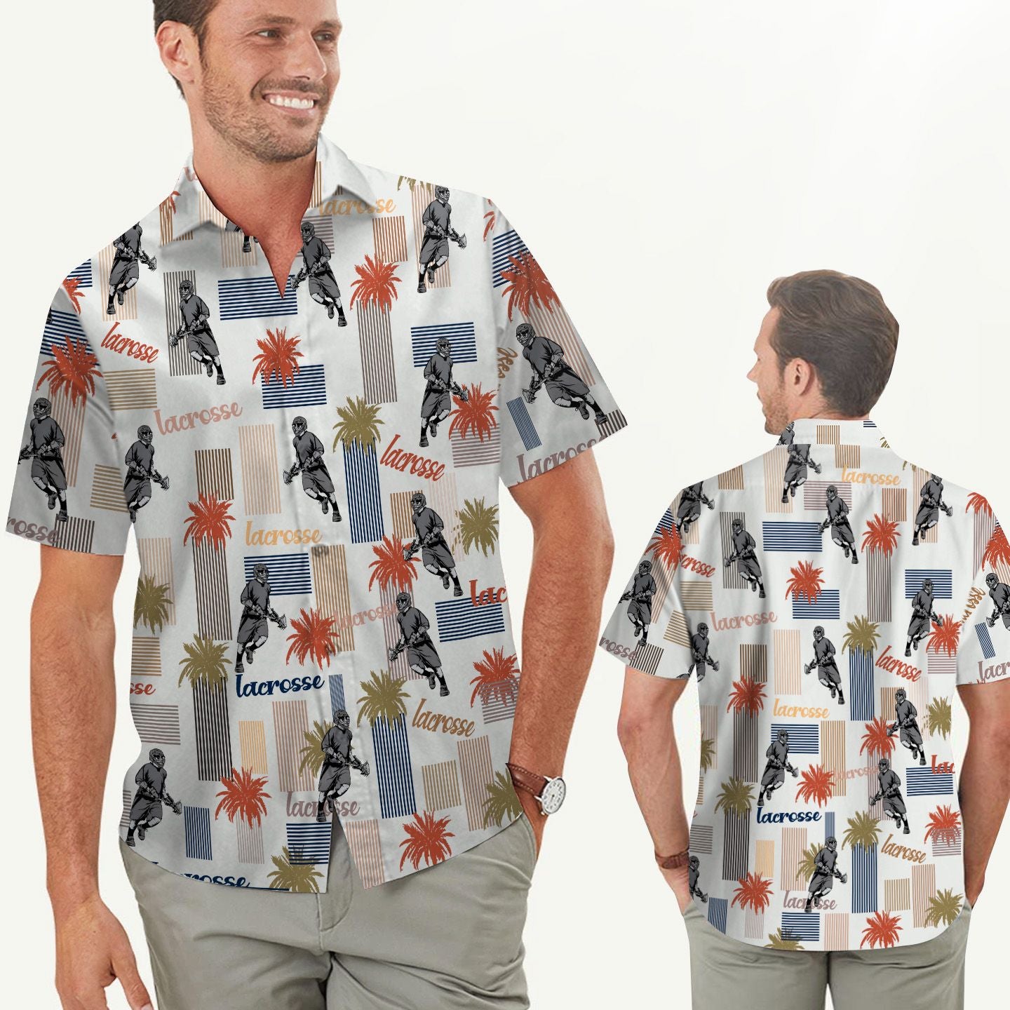 Lacrosse Tropical Men Hawaii Summer Beach Shirts For Sport Lovers In Ha37638