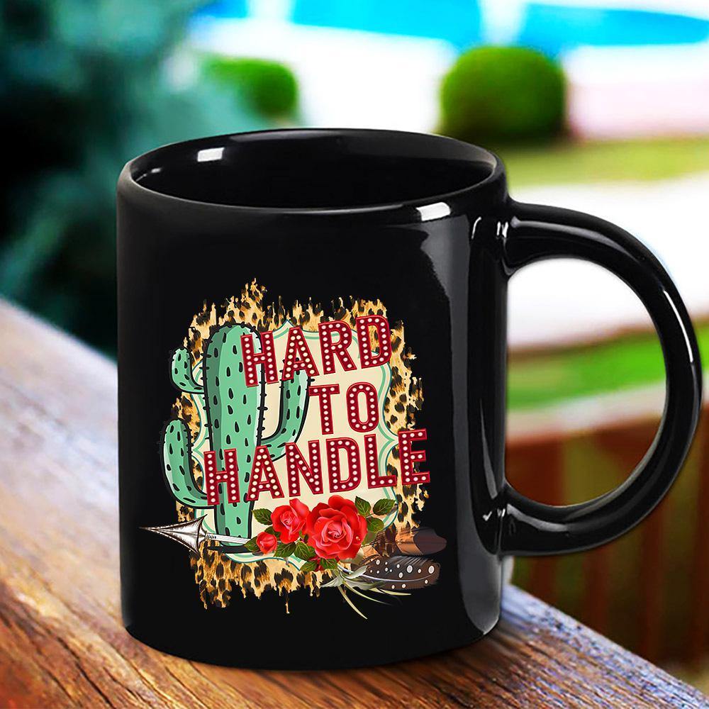 Catus Hard To Handle Leopard Rose And Arrow Great Gift Black Mug