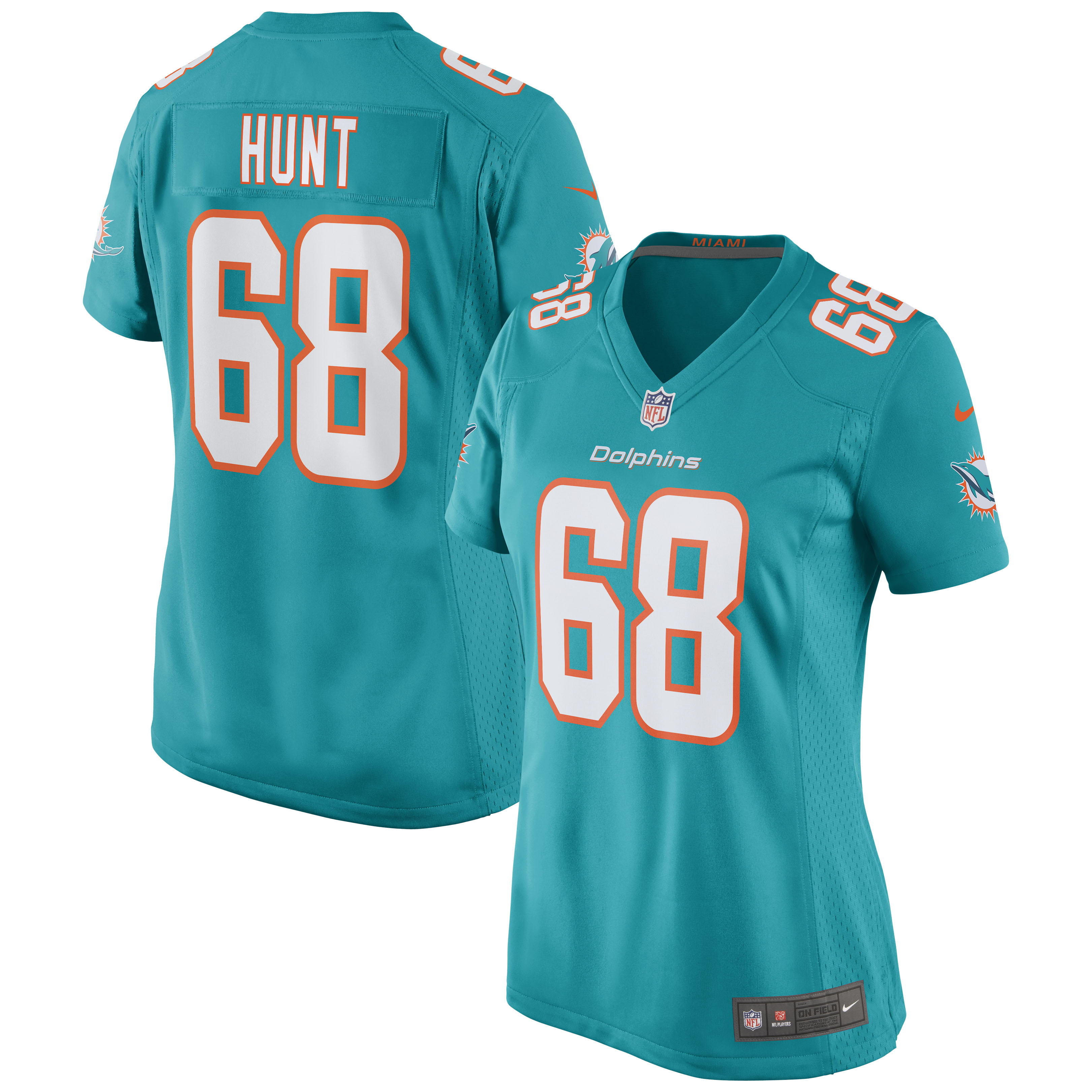 Women’s Miami Dolphins Robert Hunt Aqua Game Jersey