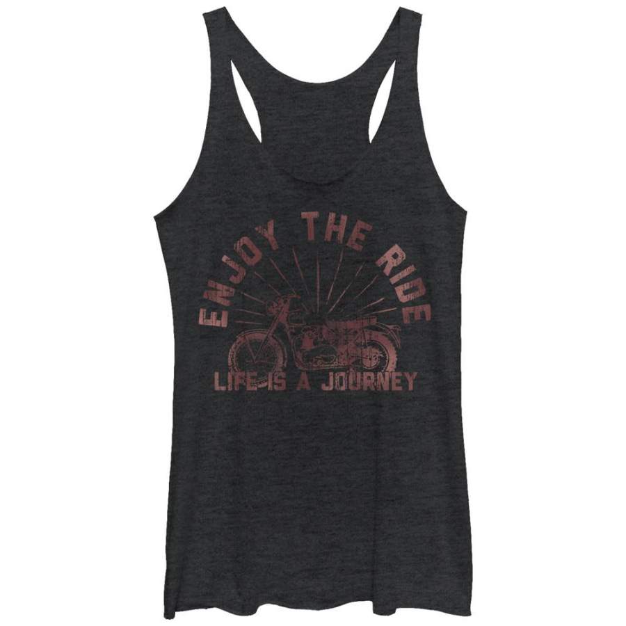 CHIN UP Women’s Enjoy the Ride  Racerback Tank Black Heather