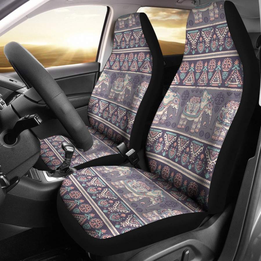 Black Elephant Aztec Pattern Print Universal Fit Car Seat Cover