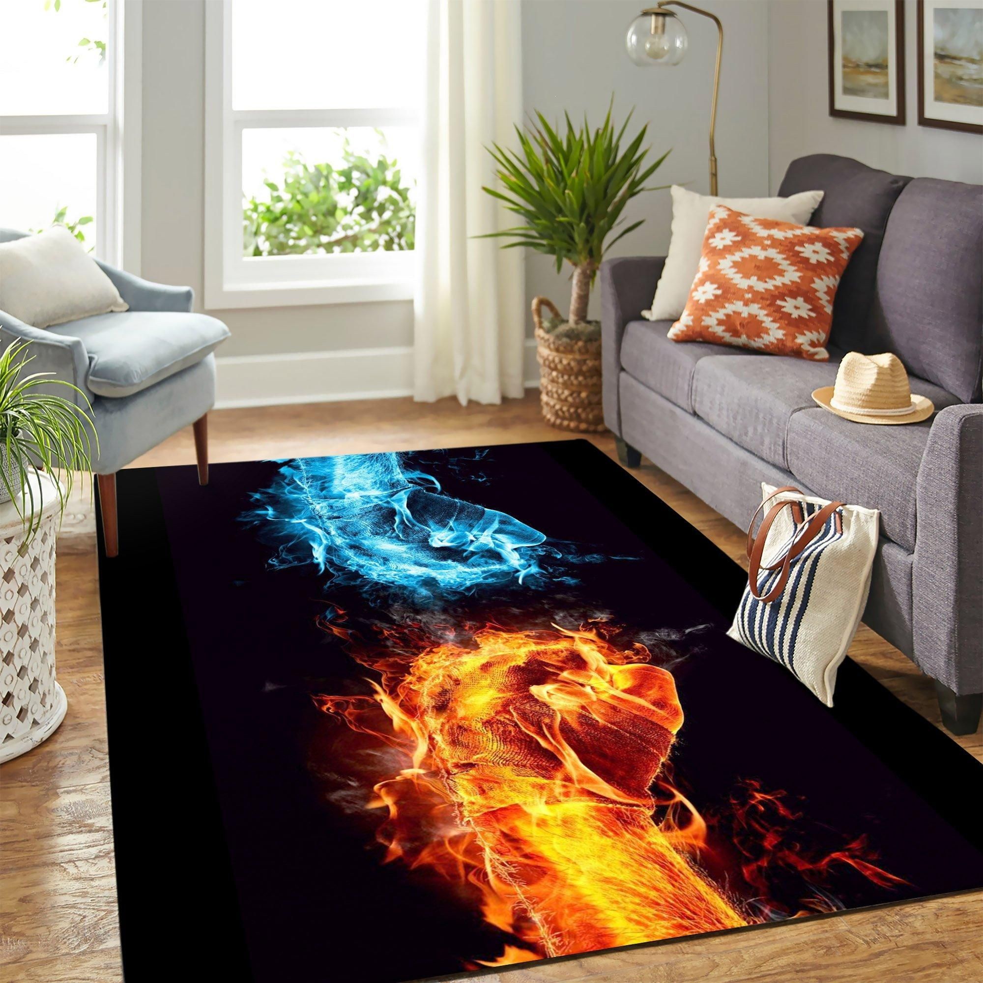 Punch Fire Vs Ice Area Rug Geeky Carpet – home decor – Bedroom Living Room decor