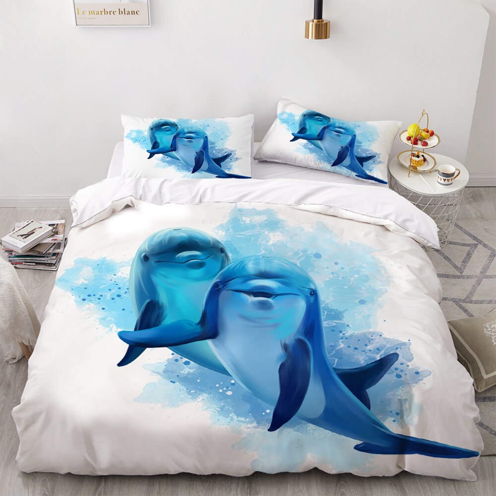 Dolphin Bedding 3D Printing 23 Set Cartoon Bed Cover Double Duvet Covercute Cover Set Kids Beds Cartoon Bedding