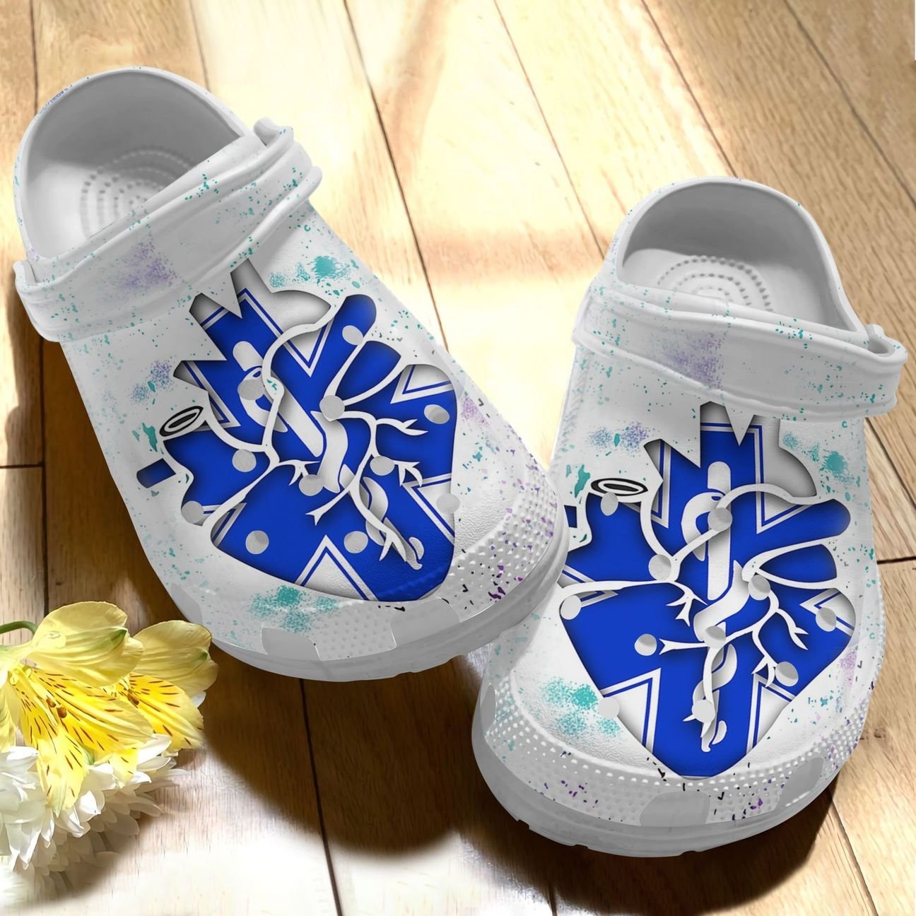 Paramedic Personalize Clog, Custom Name, Text, Fashion Style For Women, Men, Kid, Print 3D Whitesole Paramedic Heart Logo