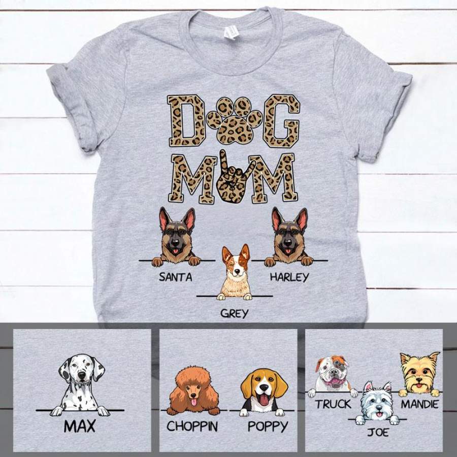 Dog Mom, Leopard, Custom T Shirt, Personalized Gifts for Dog Lovers