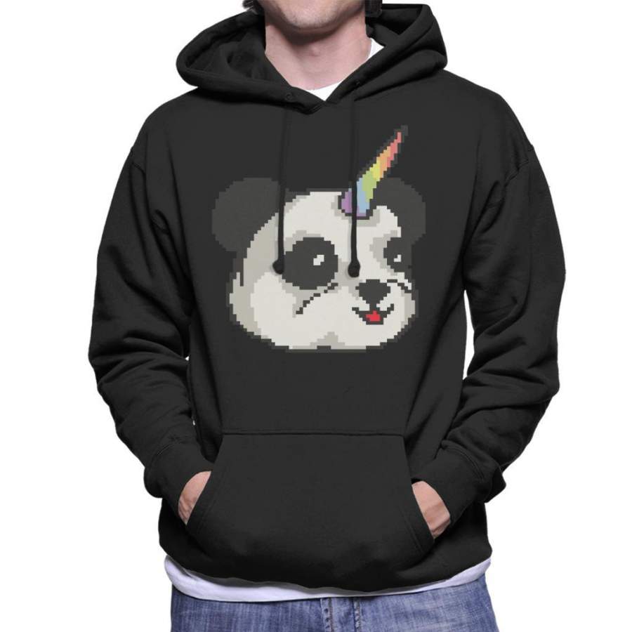 Pandacorn Panda Unicorn Pixel Art Men’s Hooded Sweatshirt