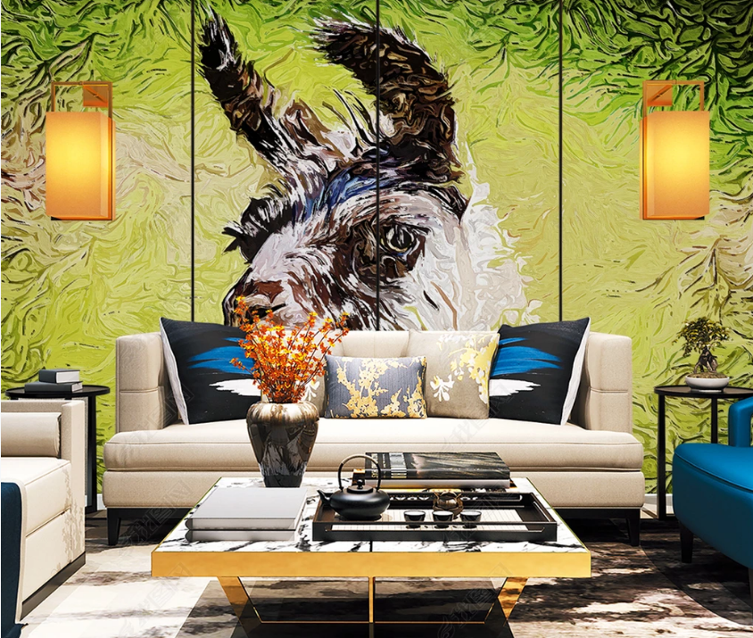 3D Hand Drawn Animal Alpaca Wall Mural Wallpaper Lqh 100