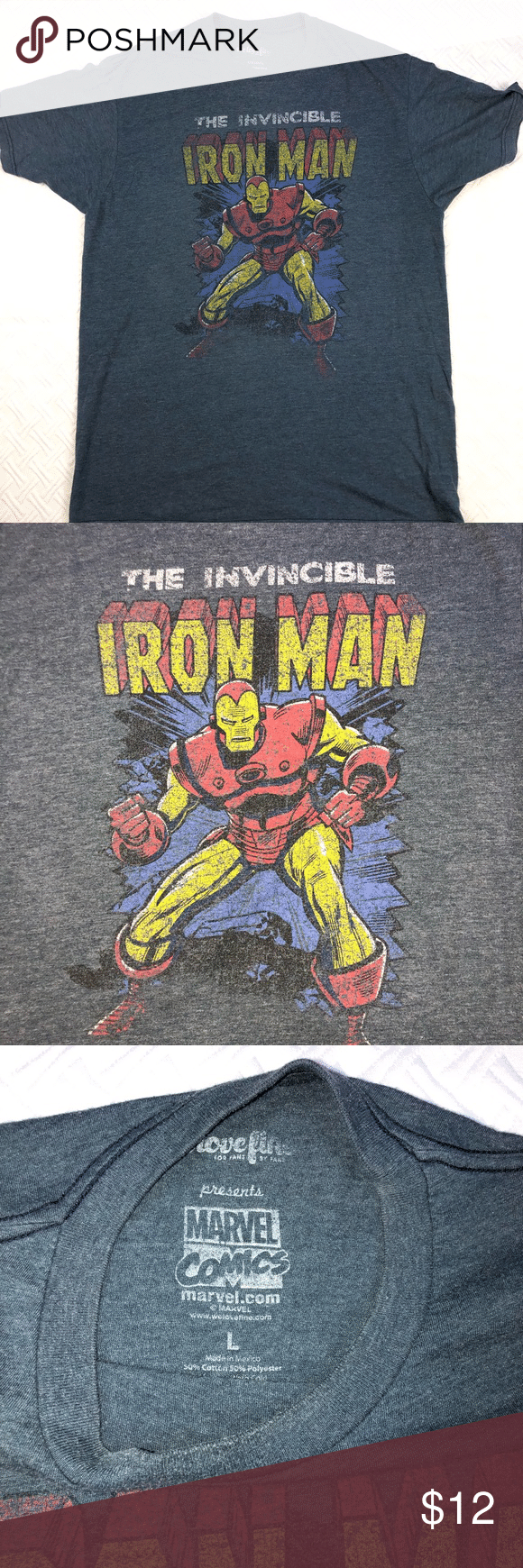 Vintage Style Iron Man Comic Book Shirt Soft Pre Owned No Holes Rips Tears Or Stai Shirt