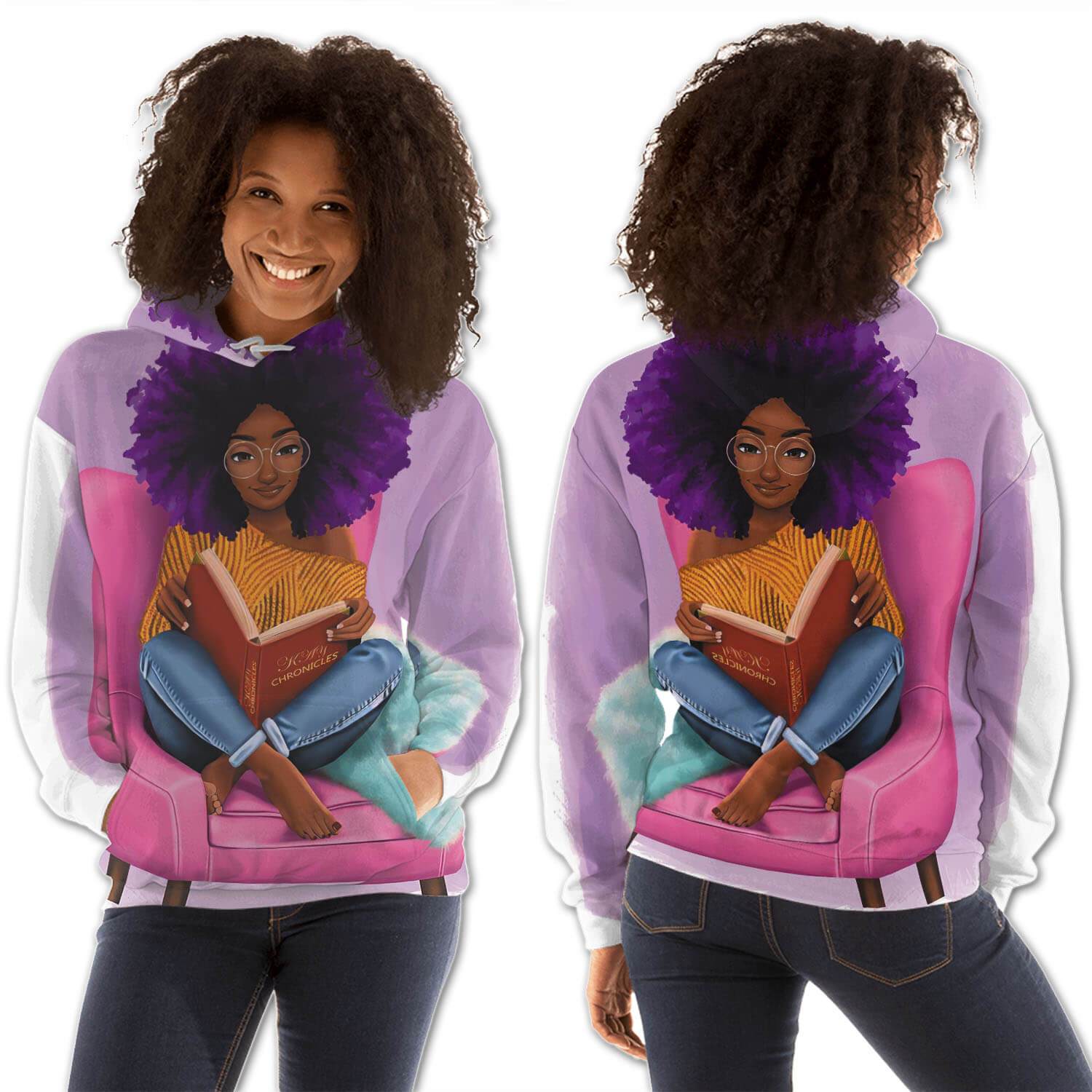 African American Hoodies Beautiful Black Afro Girls All Over Print Womens Hooded Sweatshirt African Print Clothing BPS39423