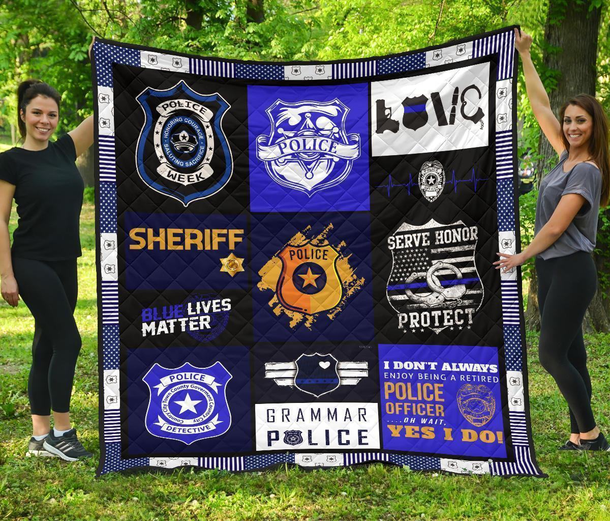 Police Blue Line Quilt Blanket Gift For Police Officer