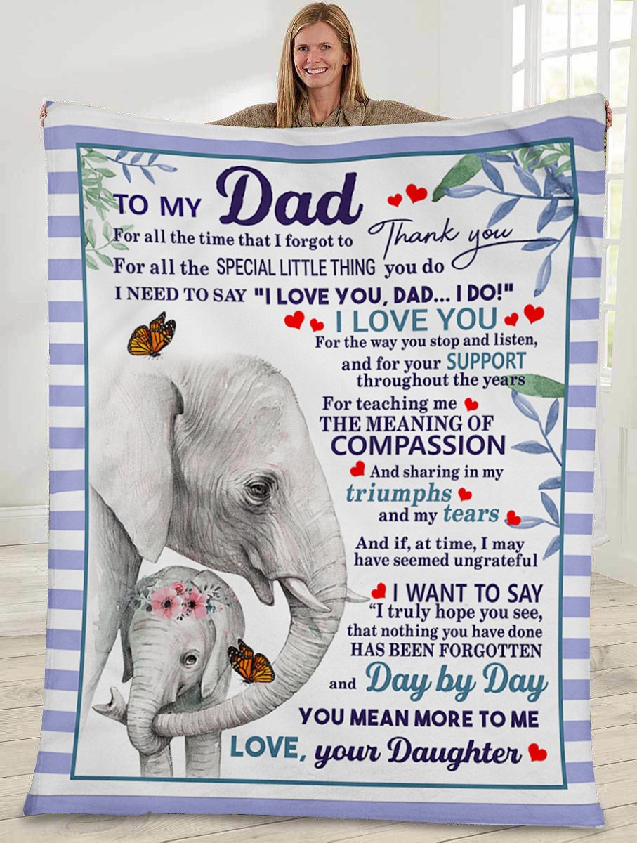 Gift For Dad – Elephant I Love You Dad – Father’S Day Gifts | Colorful | 3D Print Fleece Blanket |30X40 50X60 60X80Inch