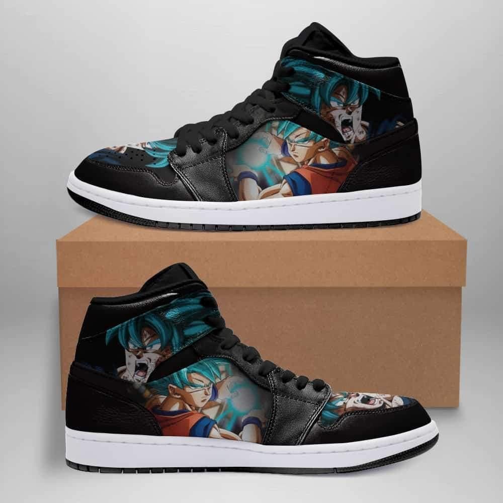 Goku Blue Hair Jordan Sneakers Dragon Ball Anime Team Custom Basketball Design Shoes Sport Eachstep Gift For Fans