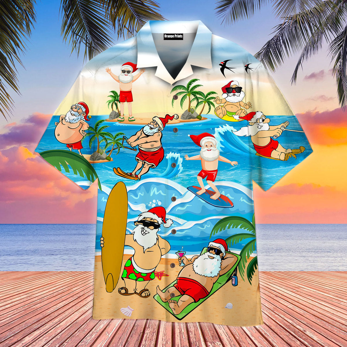 Christmas Santa Surfing On Beach Aloha Hawaii Shirts For Men Women Ha29487