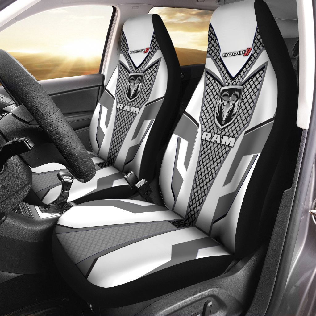 Dodge Ram  Car Seat Cover (Set Of 2) Ver 1 (White)