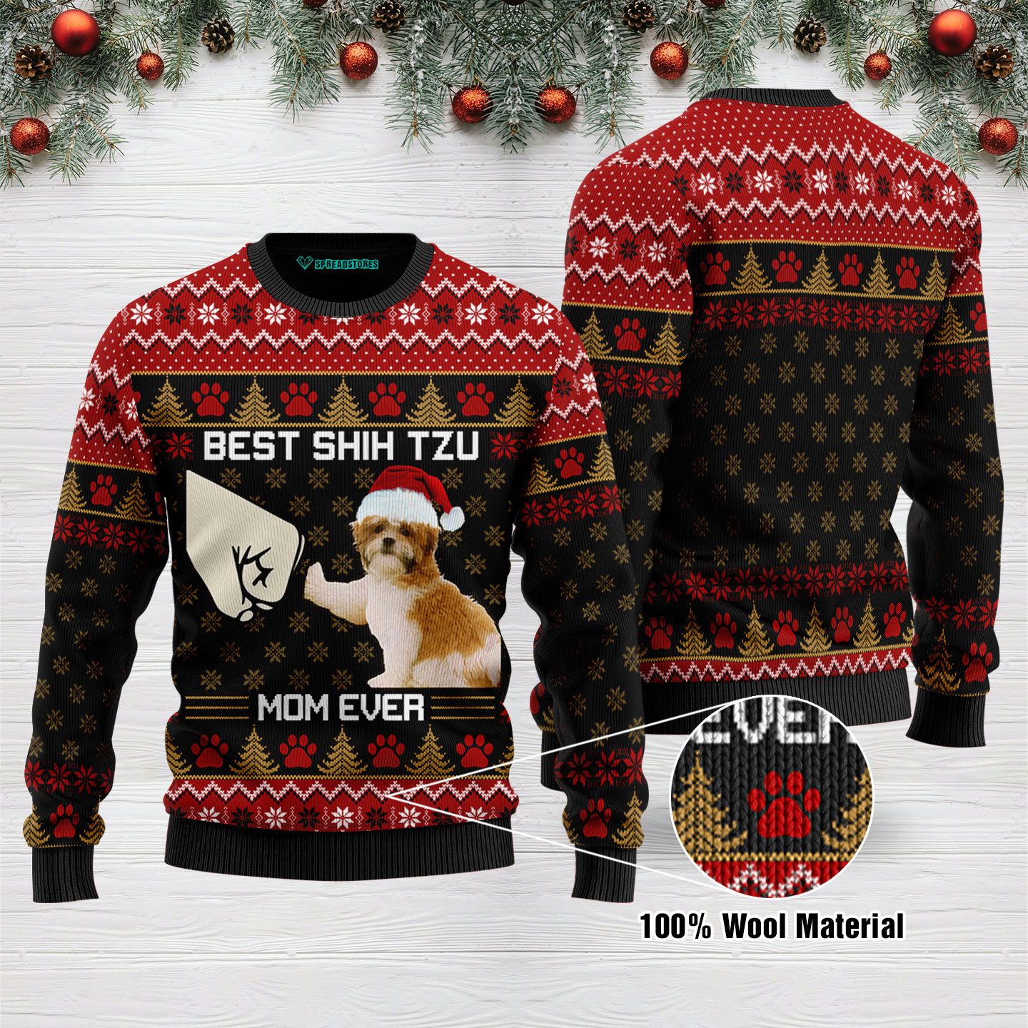 Ugly Sweatshirt Best Shih Tzu Mom Ever Ugly Sweater 0511