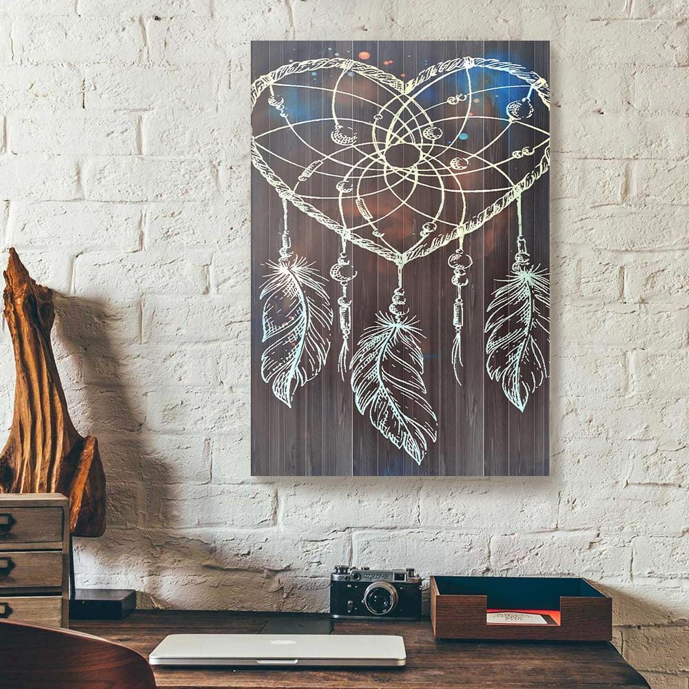 Canvas Prints Heart Boho Dream Catcher Vintage Full Printing Home Canvas Home Decor Canvas