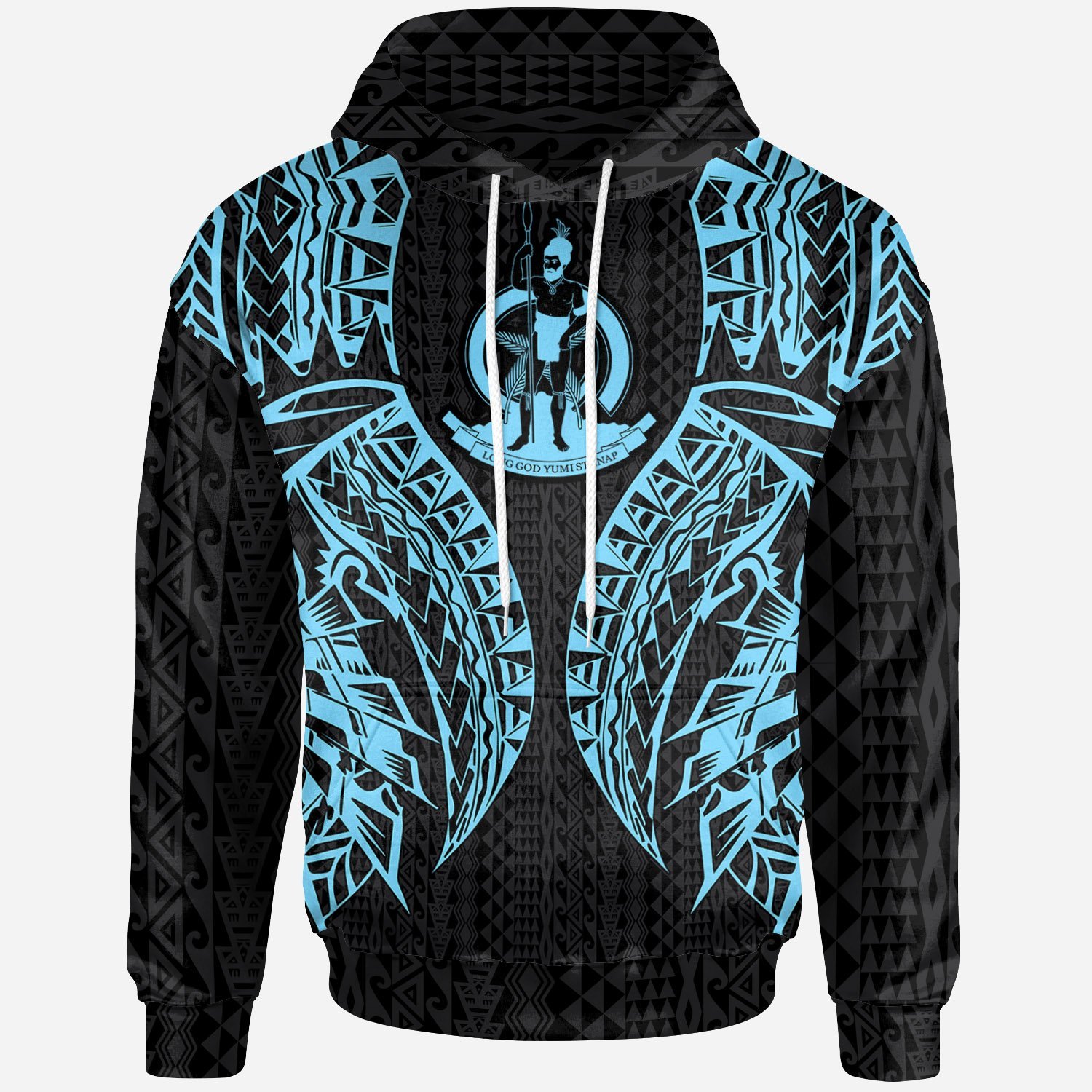 Vanuatu Hoodie – Polynesian Lion Head Neon Style – Pacific Print Hoodie