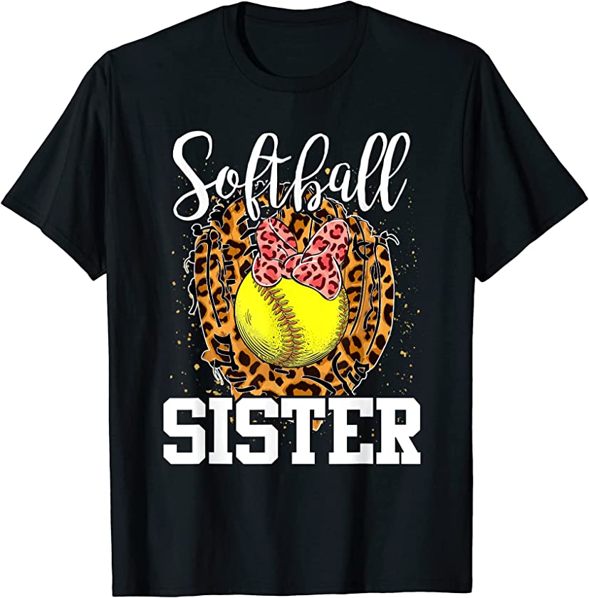 Softball Sister Mother’s Day Softball Mom Life Leopard Women T-Shirt