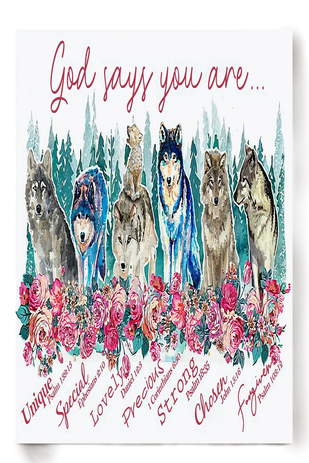 Wolf God Says You Are Motivation Quote Wall Art For Home Decor Housewarming Poster