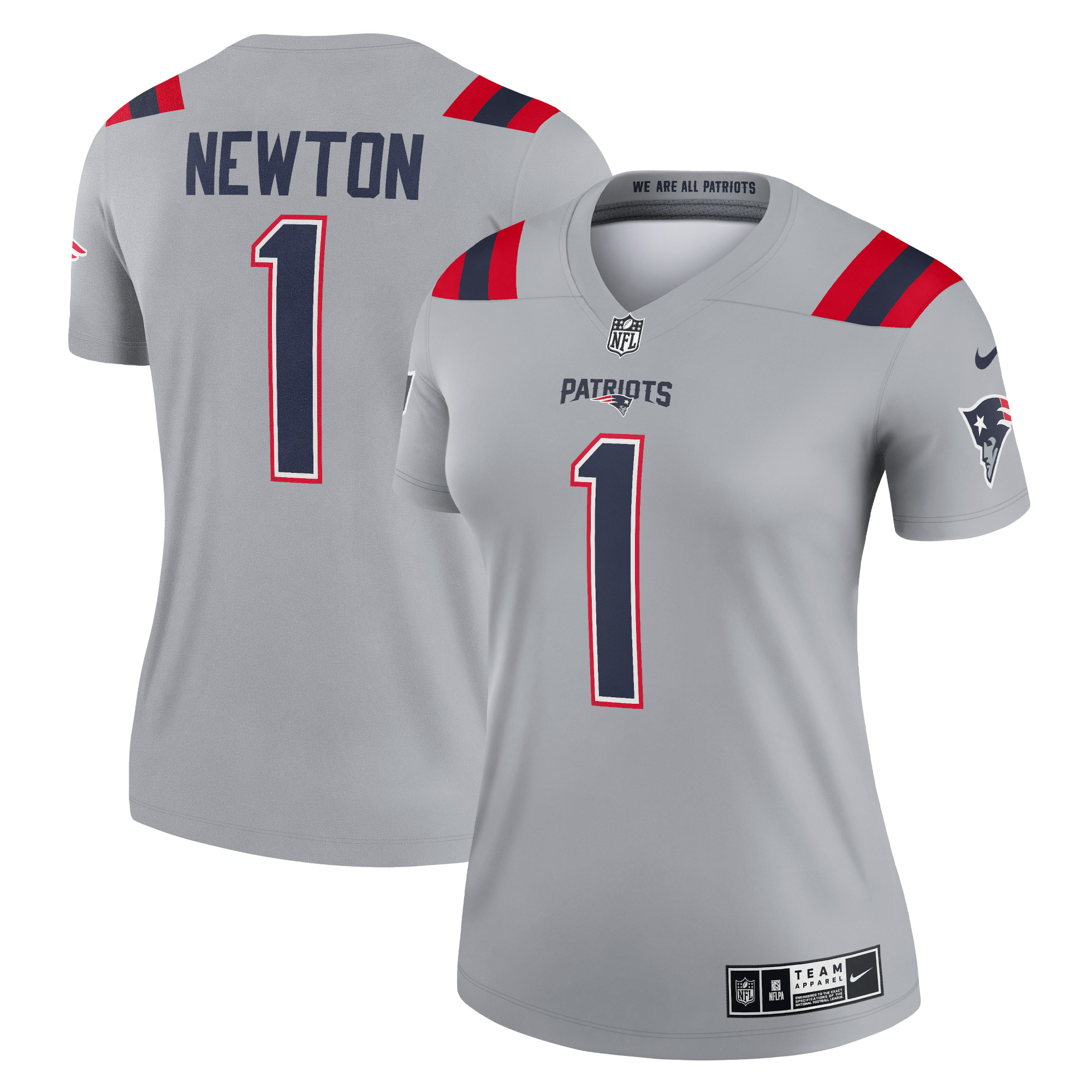 Cam Newton New England Patriots Women's Inverted Legend Jersey – Gray