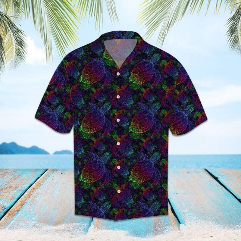 Artsyhomes Sea Turtle In Psychedelic Multicolor Colors Hawaiian Ha90057