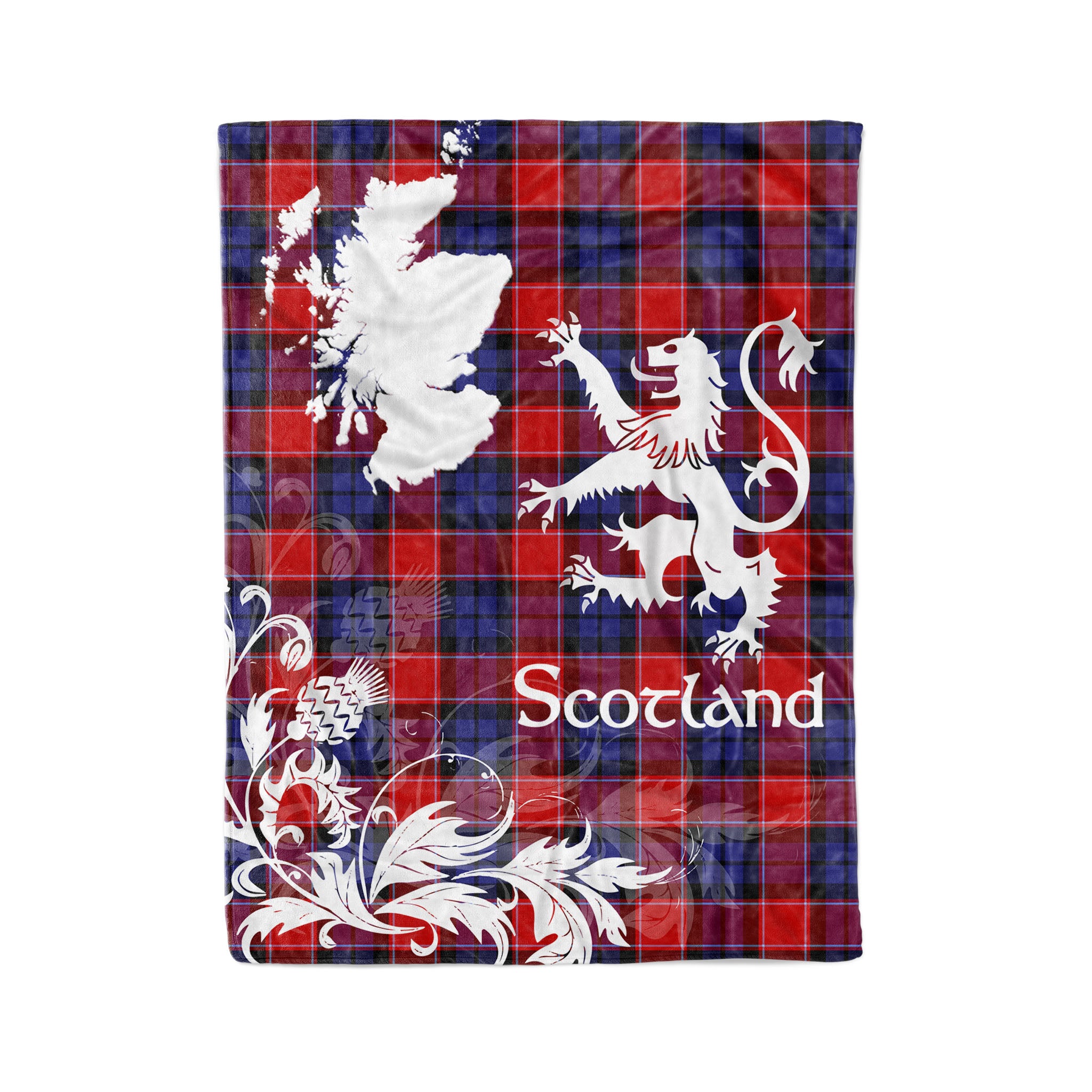 Tartan Plaid Fleece Blanket Tartan Blanket Thistle And Lion Scottish Clan Graham Of Menteith Red Plaid Blanket