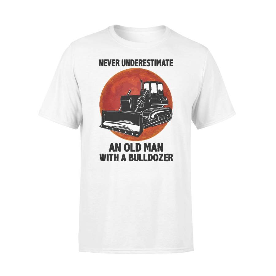 Never Underestimate An Old Man With A Bulldozer Blood Moon T-shirt