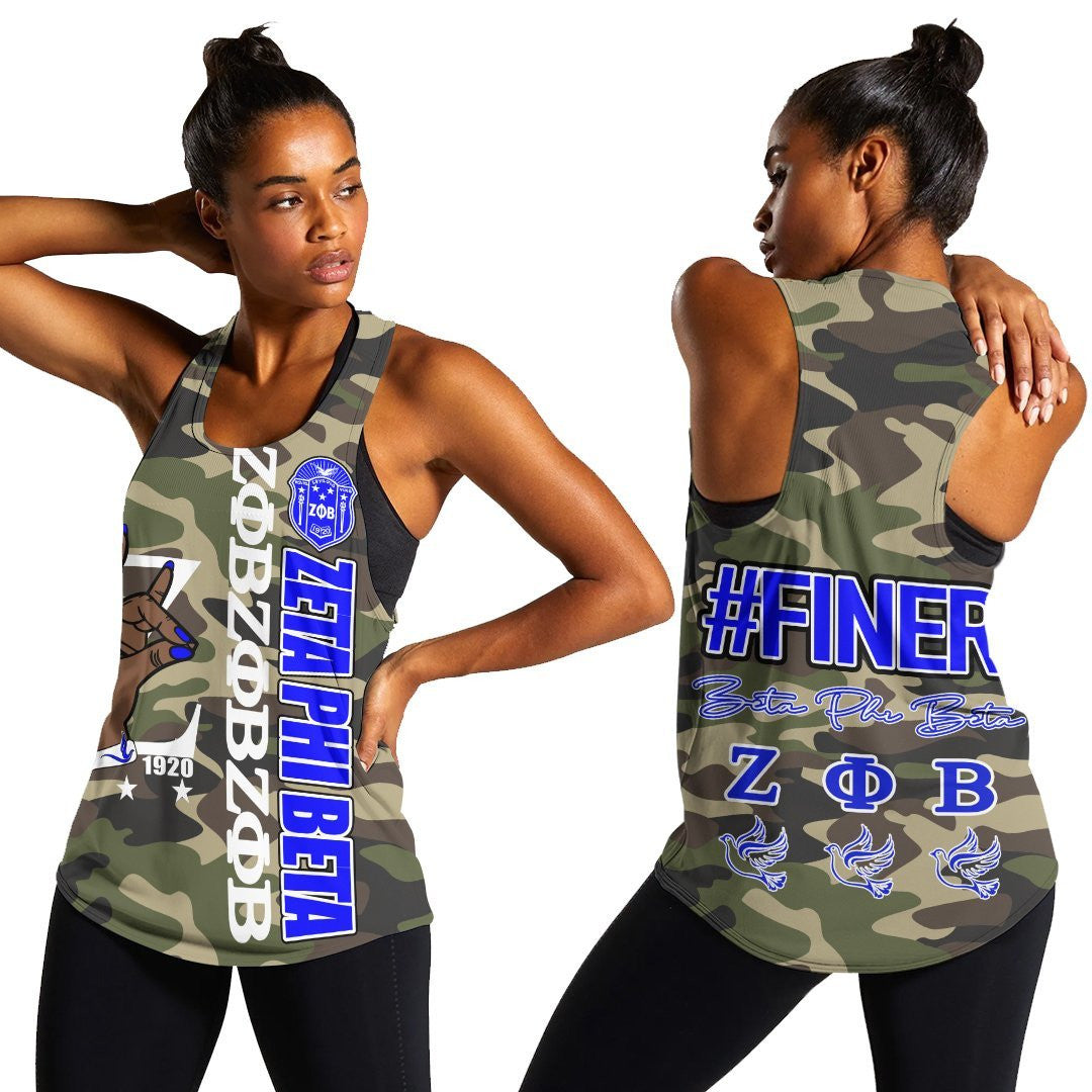 Sorority Tank Top – Zeta Phi Beta Camouflage Women’S Racerback Tank Top