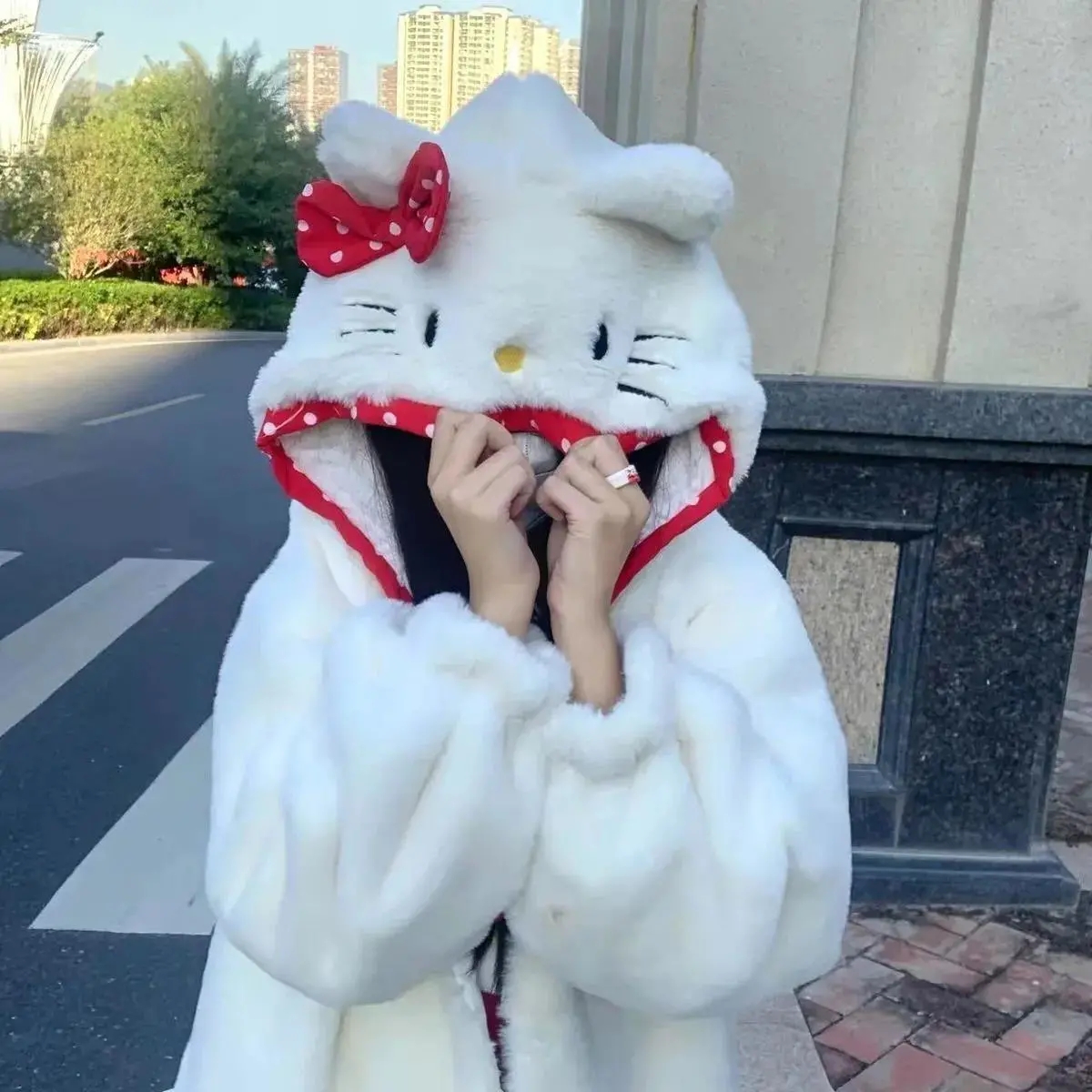 Cute Cat Oversized Hoodies Sweatshirt Women Winter Hoodies Fleece Giant Long Sleeve Cardigan Oversize Women Clothes Sweatshirts alx