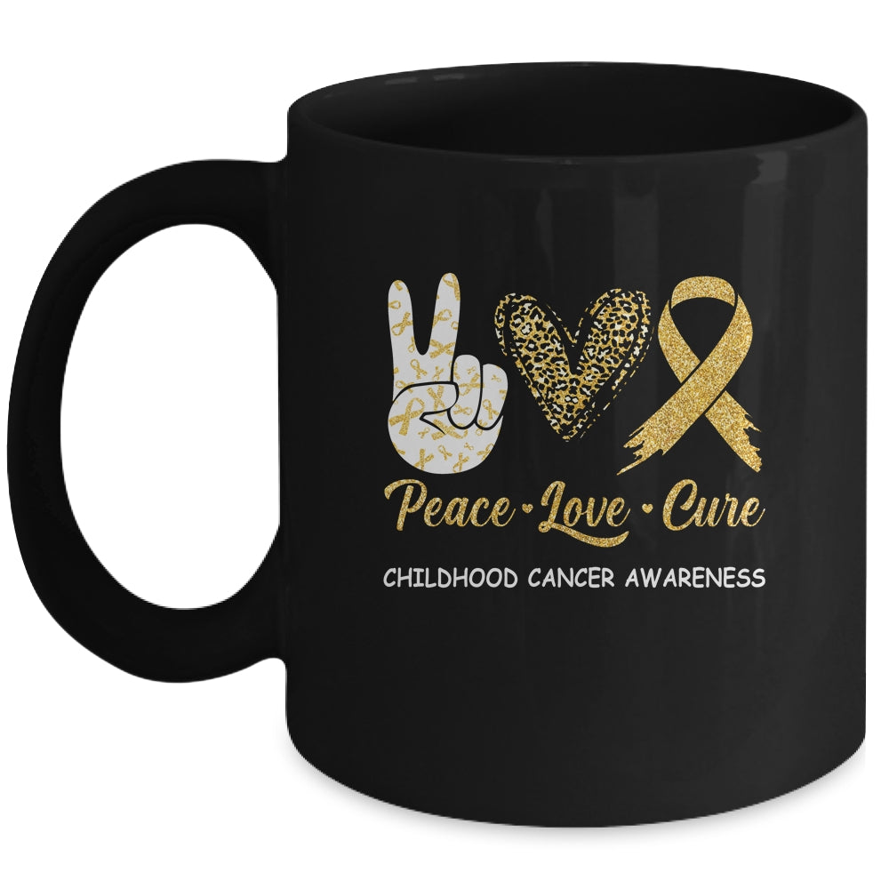 Childhood Cancer Awareness Peace Love Cure Leopard Mug