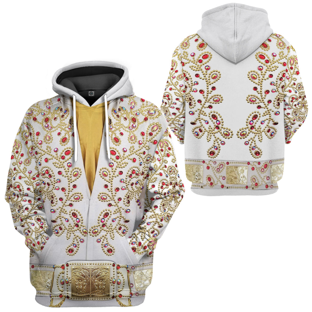 Elv Prl White Spanish Red Flower Suit Custom Tshirt Hoodie Apparel