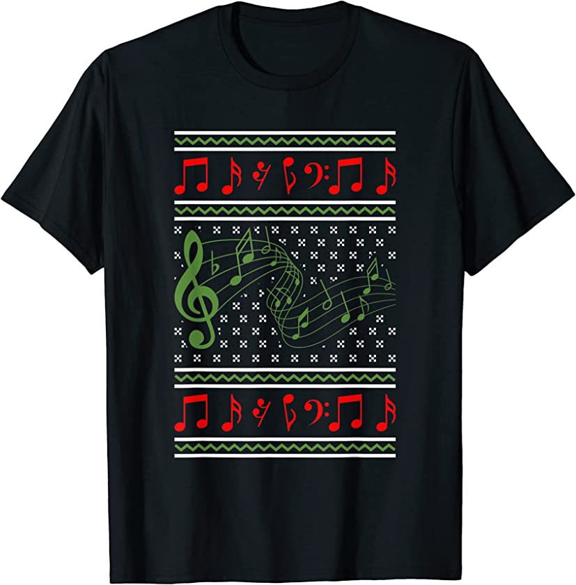 Ugly Christmas Musician Clef X-Mas Santa Claus New Year Jazz T-Shirt