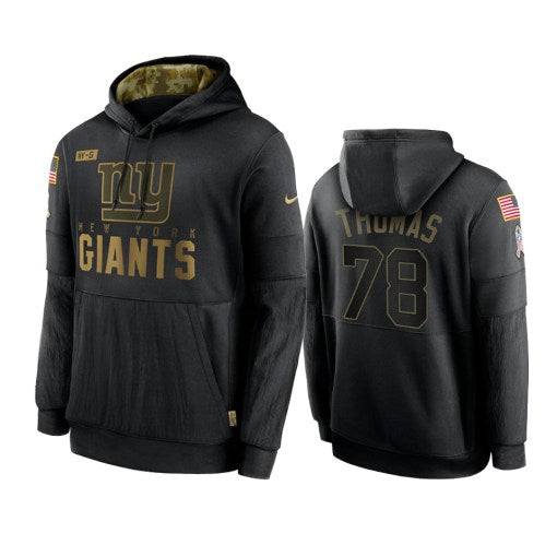 New York Giants Andrew Thomas Black 2020 Salute To Service Sideline Performance Pullover Hoodie