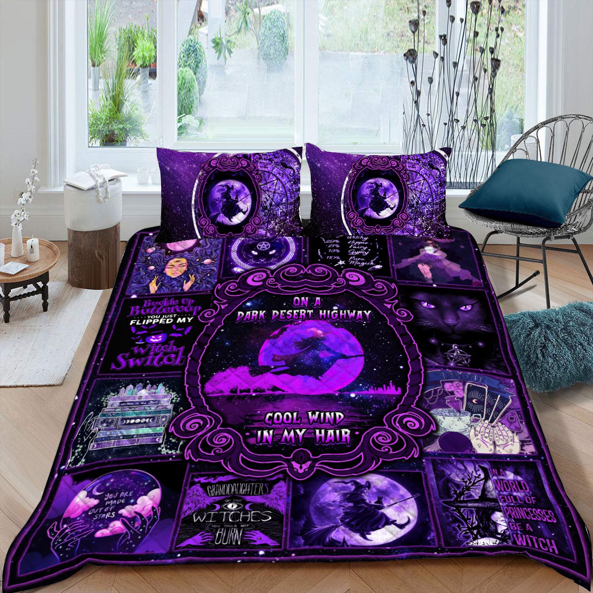 Witch. On A Dark Desert Highway Quilt Blanket Quilt Set