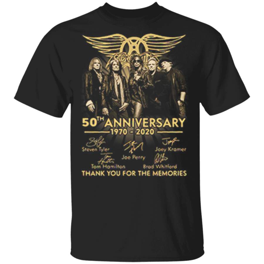 Aerosmith 50th anniversary 1970 2020 thank you for the memories signature shirt Trending T-Shirt