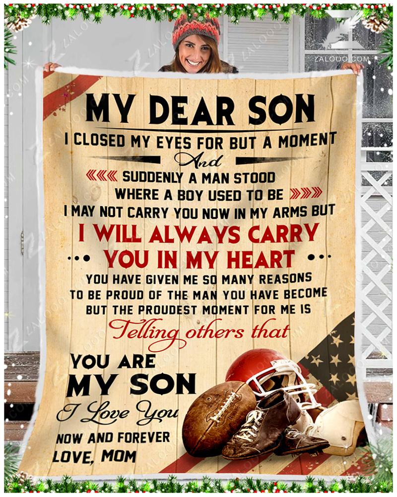 Personalized Football – Son Mom – I Closed My Eyes Quilt Blanket Ep1668