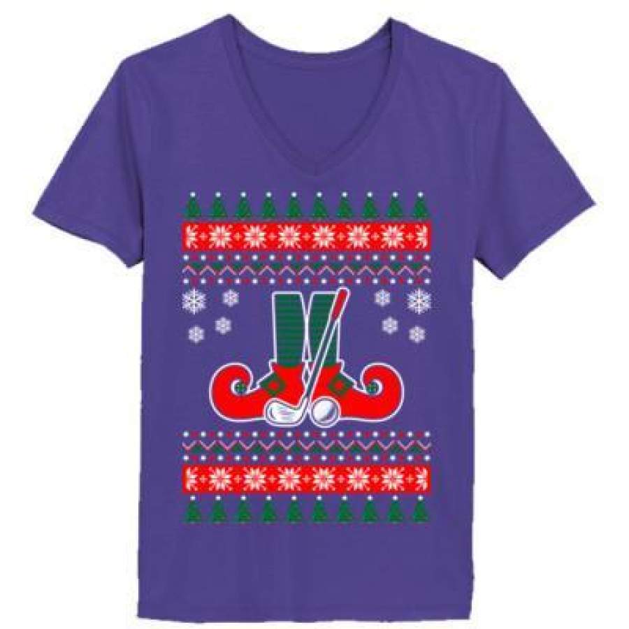 AGR Golf Ugly Christmas Sweater Xmas – Ladies’ V-Neck T-Shirt