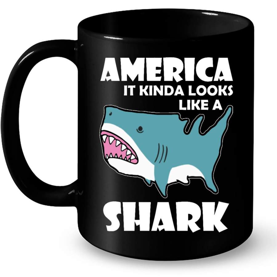 America It Kinda Looks Like A Shark – Full-Wrap Coffee Black Mug