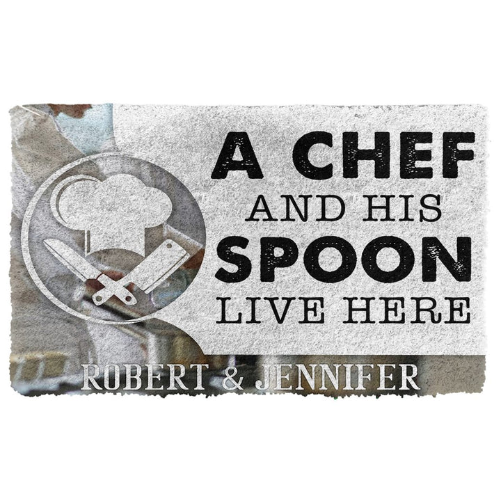 Waybackapparel A Chef And His Spoon Live Here Custom Name 3D Doormat