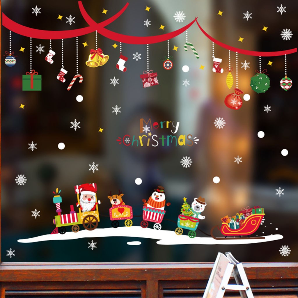 Christmas-dressed Owl On A Tree Branch Wall Stickers Window Xmas Diy Self-adhesive Stickers Shop Stickers Decoration New Year alx