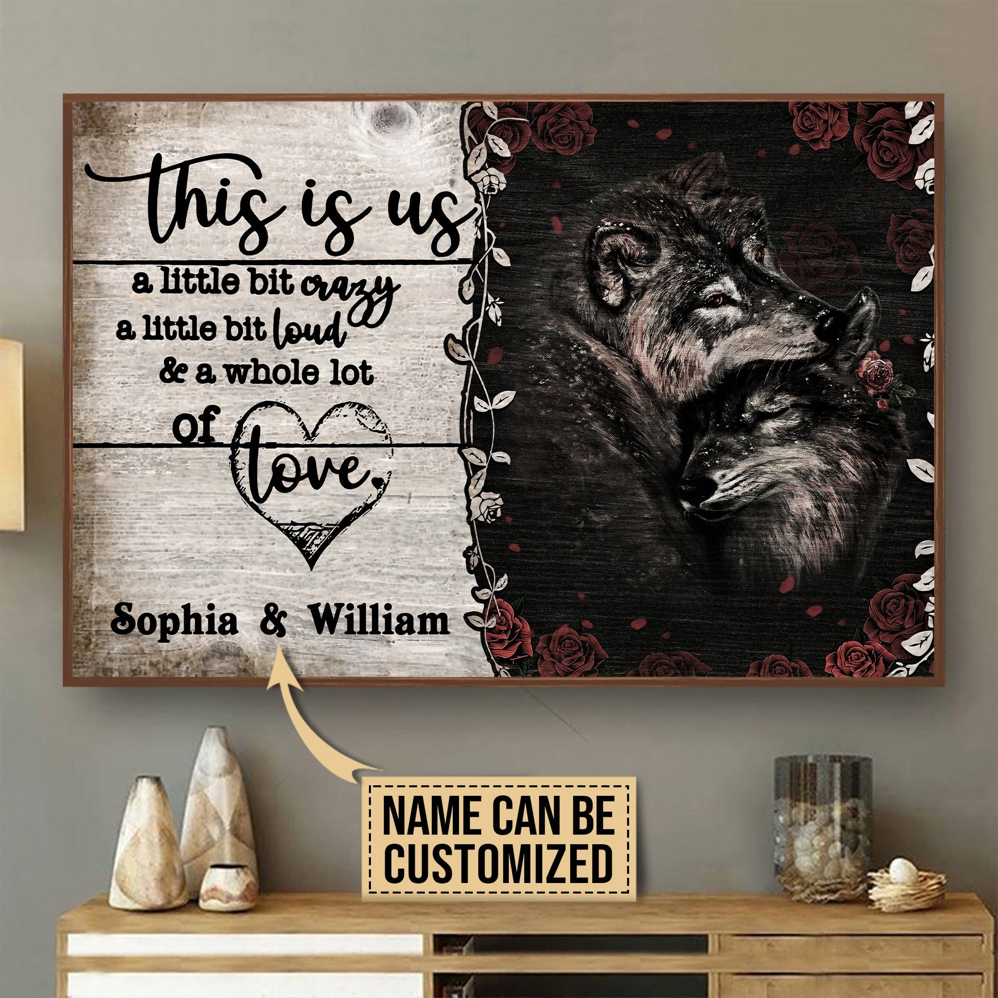 Personalized Canvas, Custom Canvas Prints Wolf Couple Pallet This Is Us Customized Poster Print, Canvas Poster Wall Art, Canvas Print Wall Decor