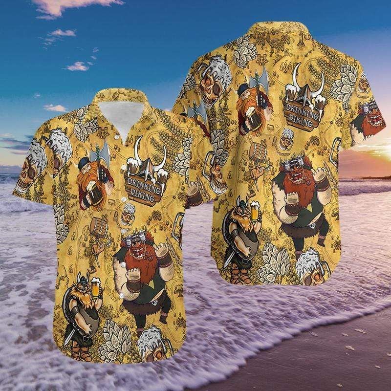 Get Here Hawaii Aloha Shirts Drinking Beer Viking Ha94104