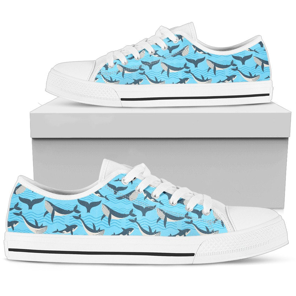 Whale Pattern Design Themed Print Women Low Top Shoes