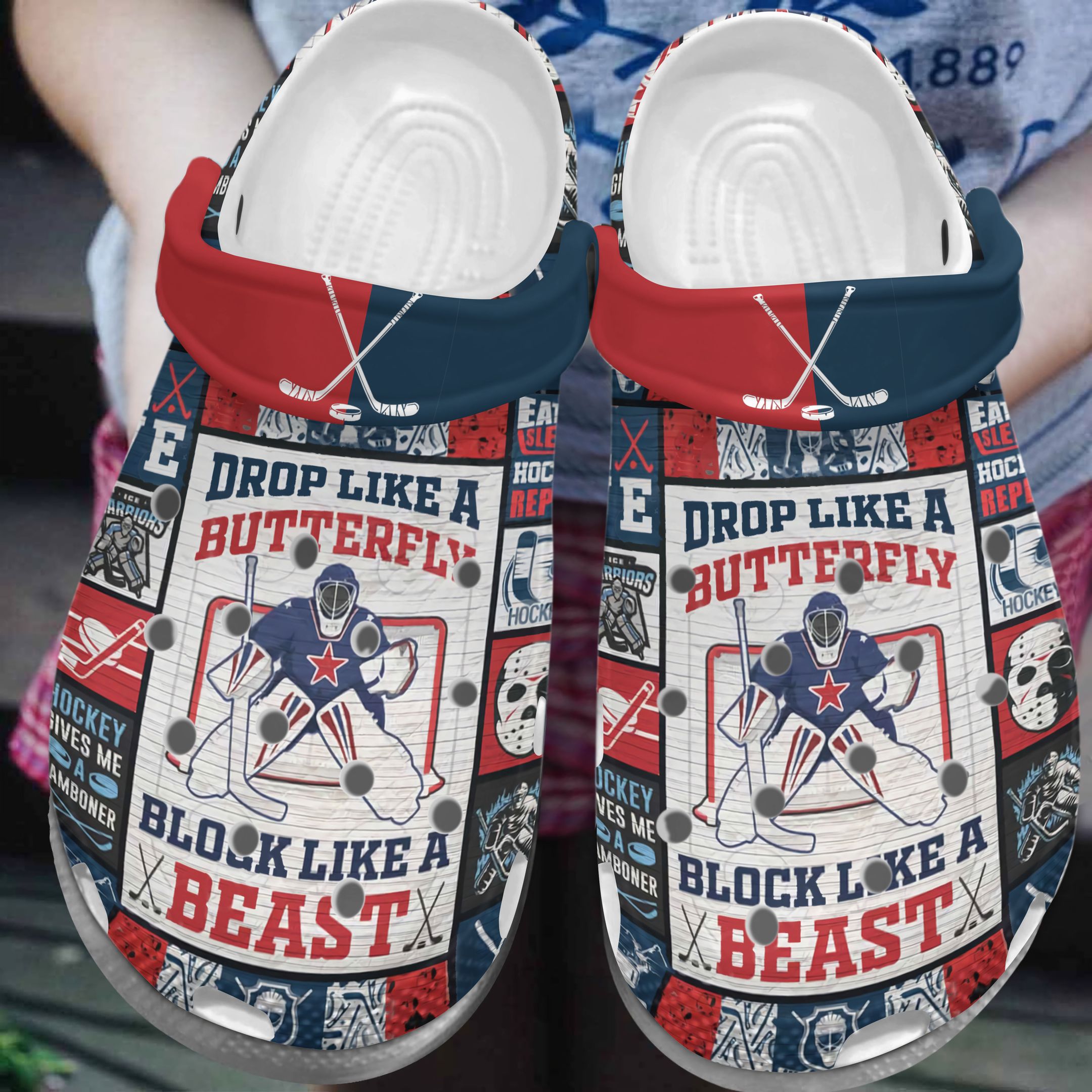 Hockey Crocband Clog Eat Sleep Hockey Repeat LD04